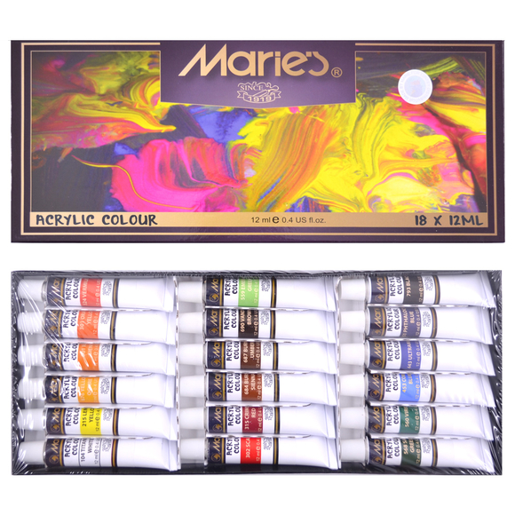 Maries Akrilik Boya 18 Renk 818B JU6260 Maries Akrilik Boya 18 Renk 818B JU6260