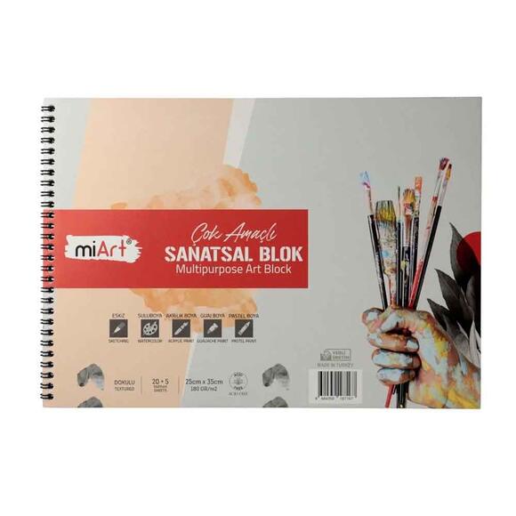 Miart Çok Amaçlı Sanatsal Blok 25x35 180 gr (20 Beyaz+5 Fon K.)