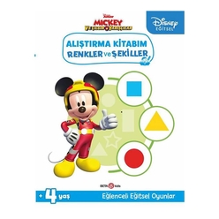 Mickey ve Çılgın Yarışçılar Alıştırma Kitabım Renkler ve Şekiller - Thumbnail