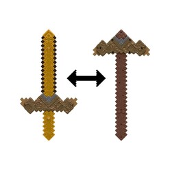 Minecraft Kılıç ve Kazma 2 in 1 50 Cm JKC15 - Thumbnail