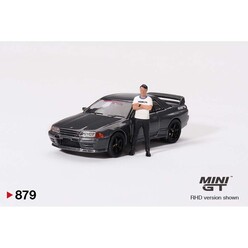 Mini GT 1:64 Nissan Skyline GT-R (R32) Gunmetal W/ Matsuda Figure Tsugio Matsuda Collection MGT00869 - Thumbnail