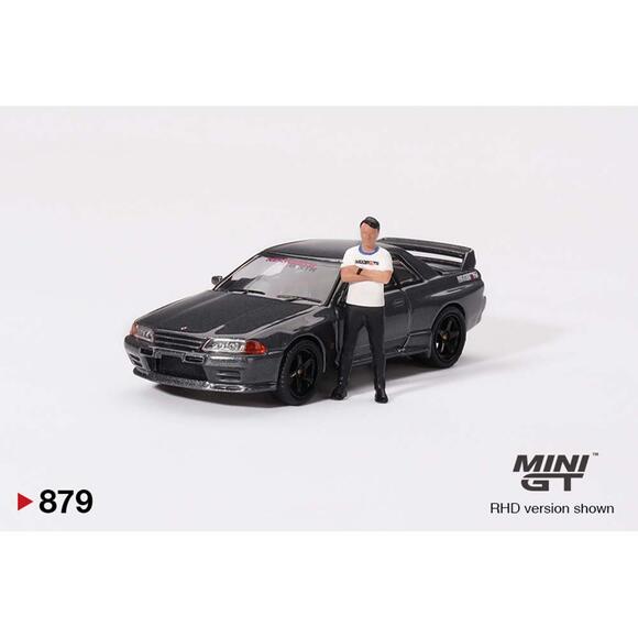 Mini GT 1:64 Nissan Skyline GT-R (R32) Gunmetal W/ Matsuda Figure Tsugio Matsuda Collection MGT00869