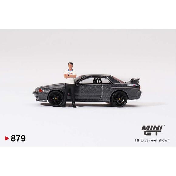 Mini GT 1:64 Nissan Skyline GT-R (R32) Gunmetal W/ Matsuda Figure Tsugio Matsuda Collection MGT00869