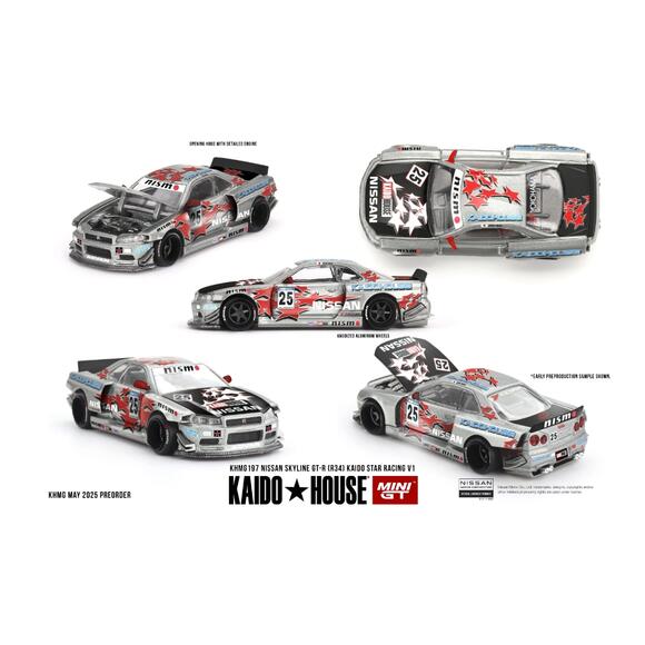Mini GT x Kaido House 1:64 Nissan Skyline GT-R (R34) Kaido Star Racing V1 KHMG197