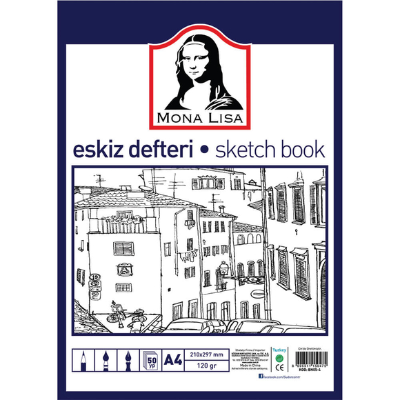 Mona Lisa Eskiz Defteri A4 120 gr 50 Yaprak BN05-4