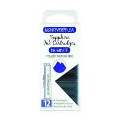Monteverde - Monteverde 12’li Şeffaf Kutulu Dolma Kalem Kartuşu Sapphire