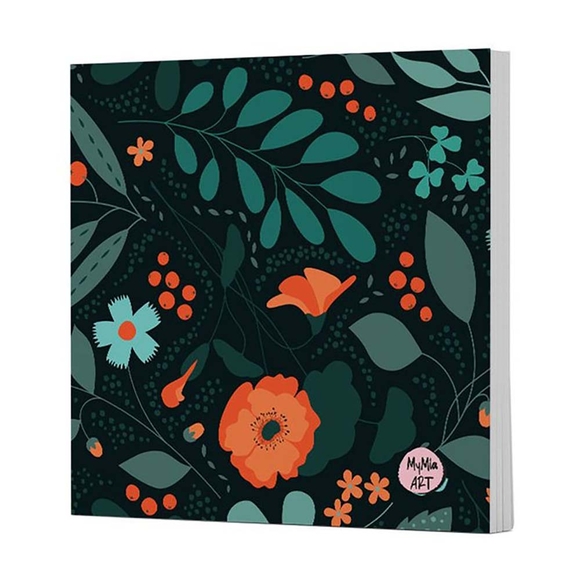 My Mia Art Turuncu Çiçekli 13X15 Cm Yumuşak Kapak 96 Sayfa Çizgisiz Defter