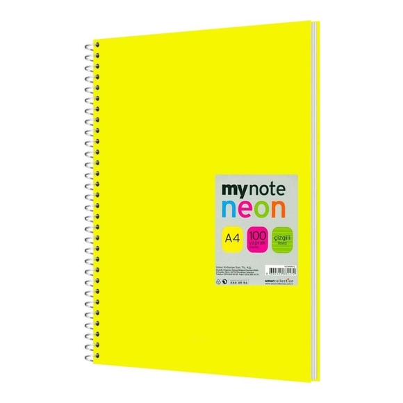 Mynote Neon Defter A4 100 Yp. Çizgili Uc34100-Ç