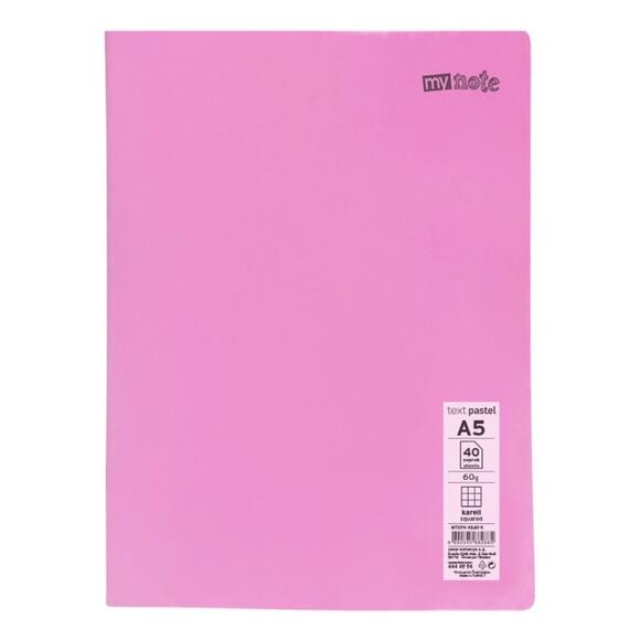 Mynote Text Pastel A5 Dikişli PP Kapak Defter 40yp. Kareli MTXPA-A540-K 