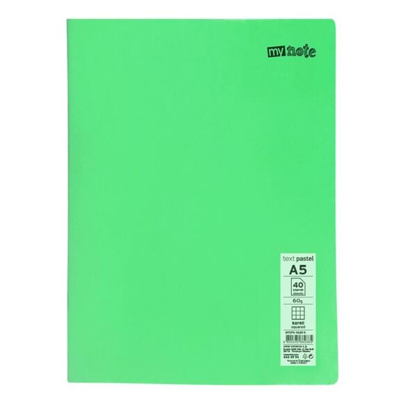 Mynote Text Pastel A5 Dikişli PP Kapak Defter 40yp. Kareli MTXPA-A540-K 