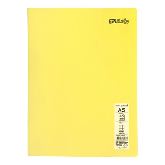 Mynote Text Pastel A5 Dikişli PP Kapak Defter 40yp. Kareli MTXPA-A540-K 