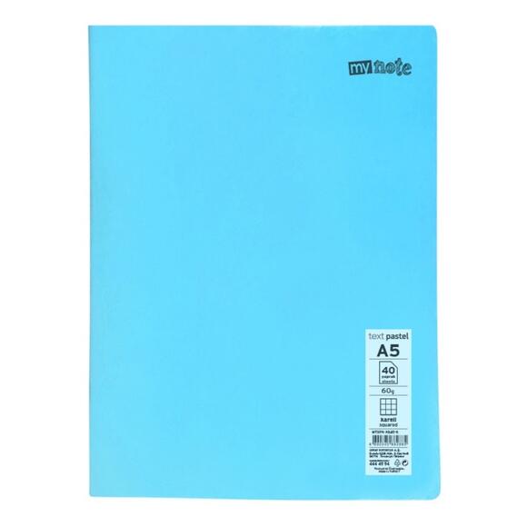 Mynote Text Pastel A5 Dikişli PP Kapak Defter 40yp. Kareli MTXPA-A540-K 