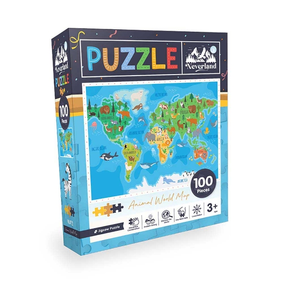 Neverland Animal World Map (Hayvan Dünya Haritası) 100 Parça Puzzle NL412