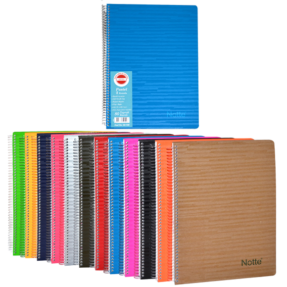 Notte A4 Spiralli Pastel Sert Kapak Kareli Defter 240 Yaprak