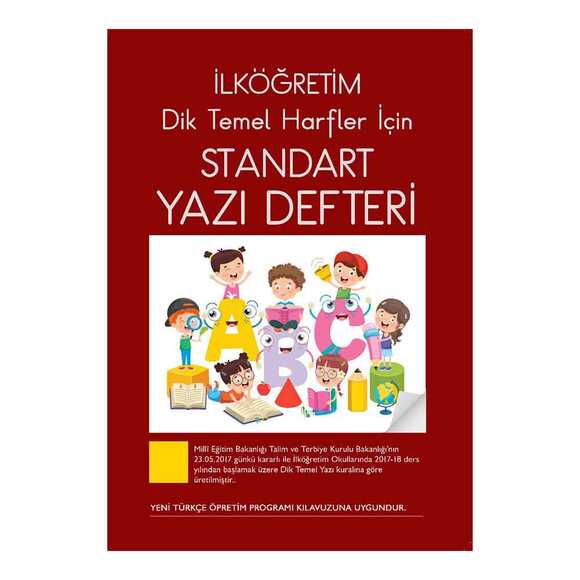 Nurdan İlköğretim Dik Temel Harfler için Standart Yazı Defteri (Küçük Bordo)