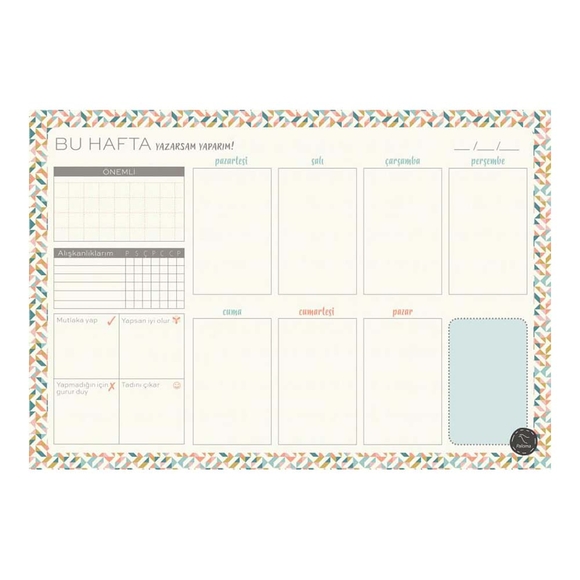 Paloma Ajanda Süresiz Haftalık Planlayıcı Geometrik Desenli