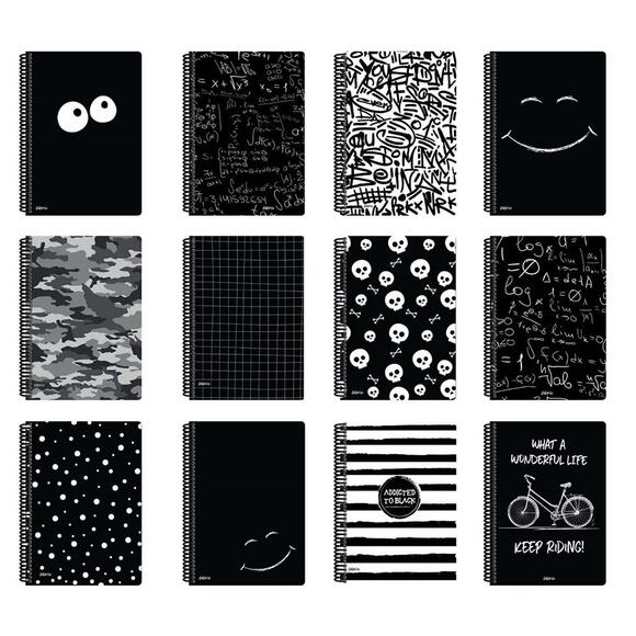 Papirüs Deep Black Spiralli Pp Kapak A4 80yp. Kareli