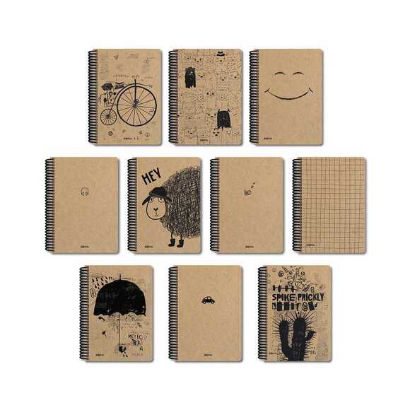 Papirüs Kraft Spiralli Sert Kapak 19X27cm 80 Yaprak Kareli Bloknot