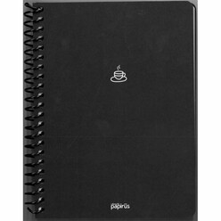 Papirüs Mini Siyah Spiralli Sert Kapak 14x19 80yp. Çizgisiz Defter - Thumbnail