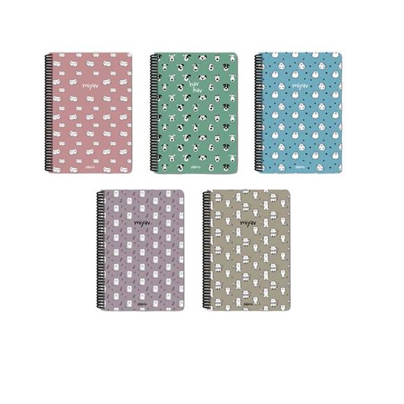 Papirüs Miyav Spiralli Sert Kapak 14x19 120yp. Kareli