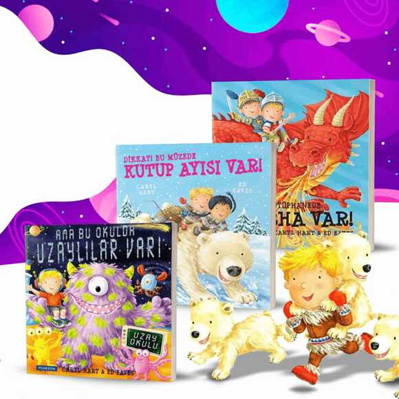 Pearson Set 3 Kitap Bu Kütüphanede Ejderha Var! Bu Müzede Kutup Ayısı Var! Bu Okulda Uzaylılar Var!