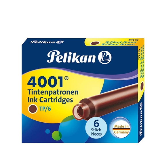 Pelikan Kartuş Serisi TP6X Dolma Kalem Kartuşu Kahverengi