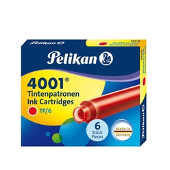 Pelikan Çelik - Pelikan Kartuş Serisi TP6X Dolma Kalem Kartuşu Kırmızı