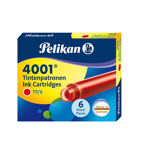 Pelikan Kartuş Serisi TP6X Dolma Kalem Kartuşu Kırmızı