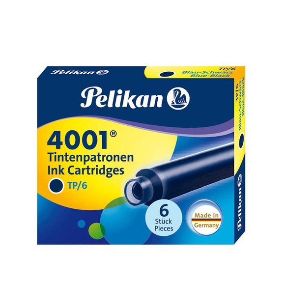 Pelikan Kartuş Serisi TP6X Dolma Kalem Kartuşu Mavi Siyah