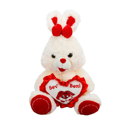 Peluş Tavşan Sev Beni Kalp Yastıklı 38 cm S00008314 - Thumbnail