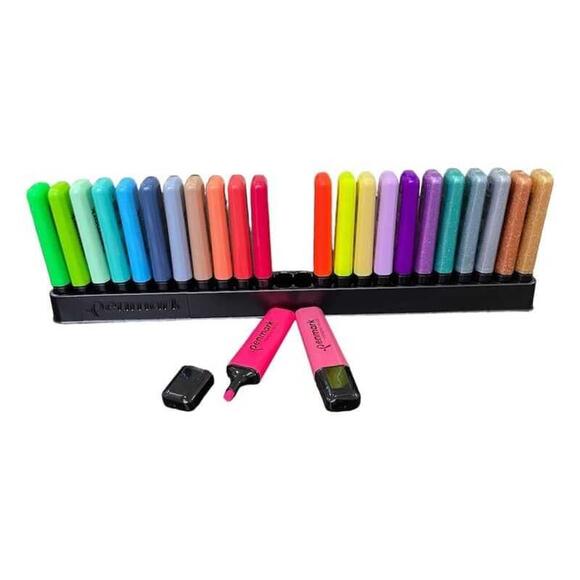 Penmark Fosforlu Kalem 24Lü Kutu 6 Neon+6 Pastel + 6 Tropik+6 Simli Hs505