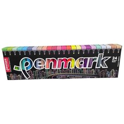 Penmark Fosforlu Kalem 24Lü Kutu 6 Neon+6 Pastel + 6 Tropik+6 Simli Hs505 - Thumbnail