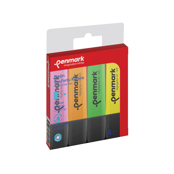 Penmark Fosforlu Kalem 4 lü Neon Renk