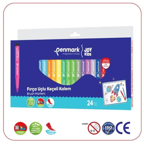 Penmark Süper Yıkanabilir Brush Uçlu Keçeli Kalem 24Lü Set Hs708