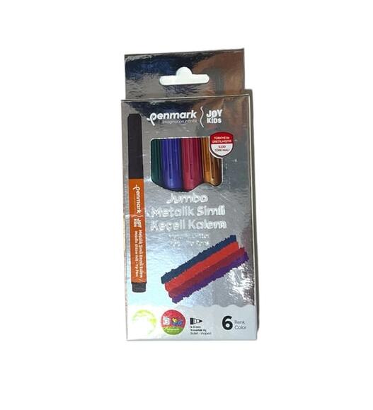 Penmark Süper Yıkanabilir Metalik Simli Jumbo Keçeli Kalem 6Lı Set Hs707
