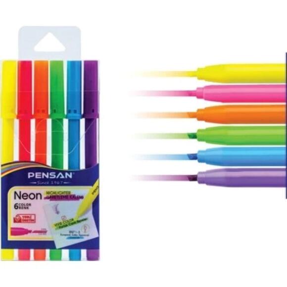 Pensan Kidz Neon Kesik Uç Keçeli Kalem 6 Renk 99095