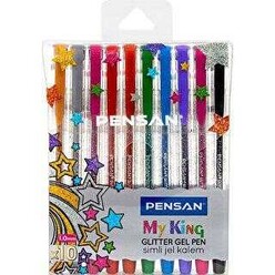 Pensan Simli Gel Kalem Seti 10 Renk - Thumbnail