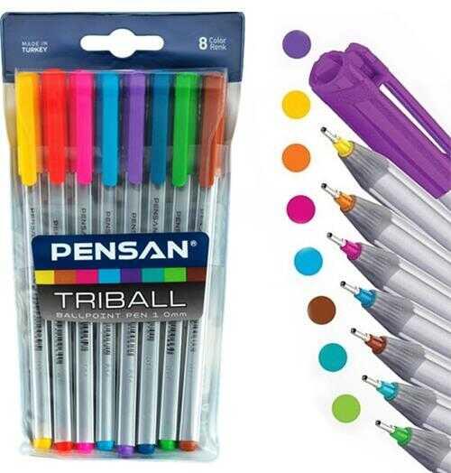 Pensan Triball Tükenmez Kalem 8Li Renk 01003