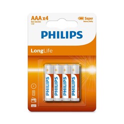 Philips LongLife AAA 4’lü İnce Kalem Pil R03L4B/10 - Thumbnail