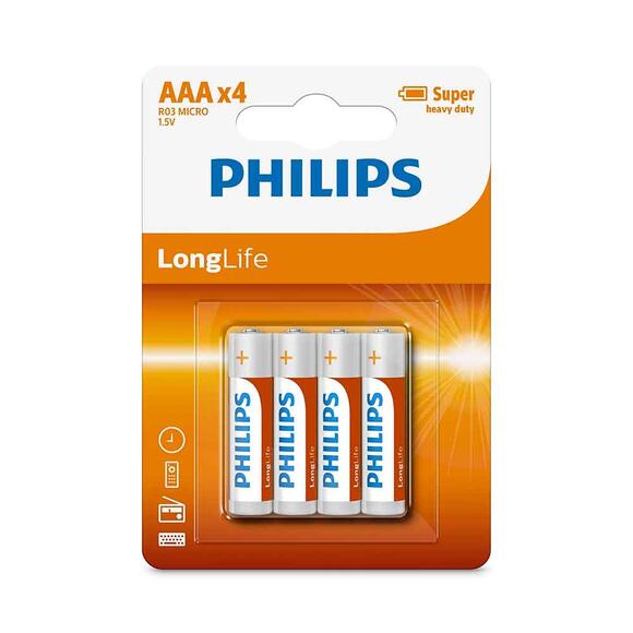 Philips LongLife AAA 4’lü İnce Kalem Pil R03L4B/10