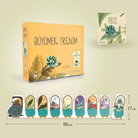 Pigi - Büyümek Treni 18 Parça Puzzle ve Kitap