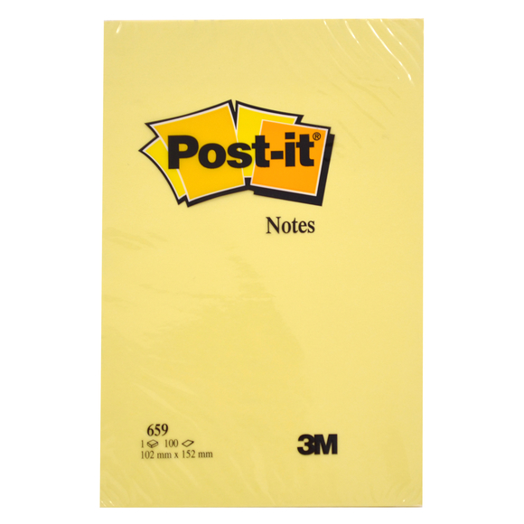 Post-it Düz 100 Yaprak Büyük Boy Not Sarı 102x152 mm 659