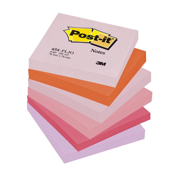Post-it Floral Serisi Yapışkanlı Not Kağıdı Pastel Tonları 100 yaprak 76x76 mm 654-FLJO