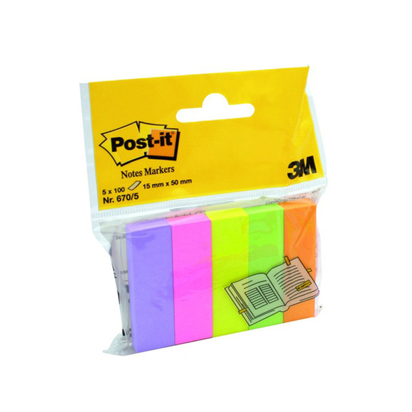 Post-it Sayfa İşareti Neon 5 Renk x 100 Yaprak 15x50 mm 670-5