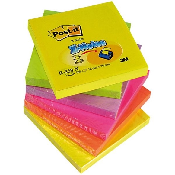 Post-it Z-Not 100 Yaprak 76x76 mm Neon Renkler R-330NR