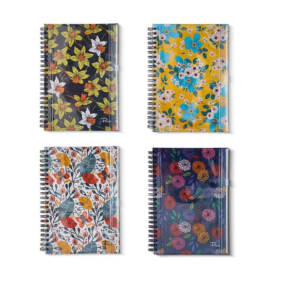 Prestij Kilitli Şeffaf Çantalı Çizgili Spiralli Defter PRJ-015