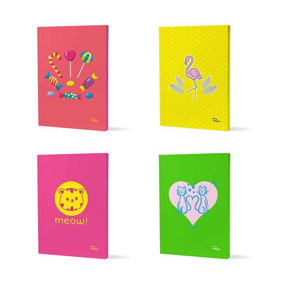 Prestij Neon Baskılı Çizgili Defter PRJ-013