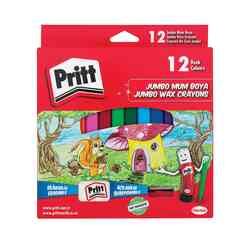 Pritt 1655739 Jumbo Üçgen Silinebilir Pastel Boya 12 Renk - Thumbnail