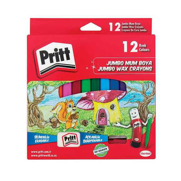 Pritt 1655739 Jumbo Üçgen Silinebilir Pastel Boya 12 Renk