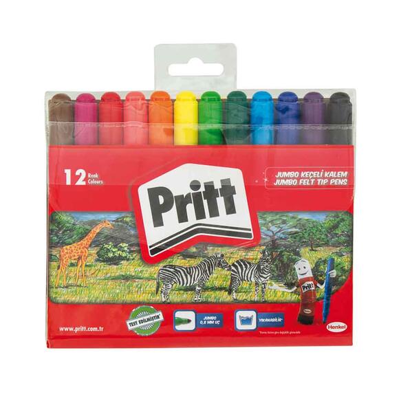 Pritt 1687975 Jumbo Yuvarlak Uç Keçeli Kalem 12 Renk
